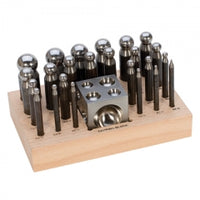 24PC DAPPING PUNCH SET W/BLOCK 2.3 TO 25MM-Transcontinental Tool Co