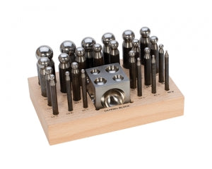 24PC DAPPING PUNCH SET W/BLOCK 2.3 TO 25MM-Transcontinental Tool Co