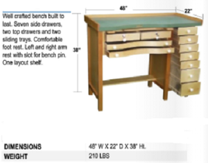 WORK BENCH - 7 DRAWERS 48 X 22 X 38"-Transcontinental Tool Co